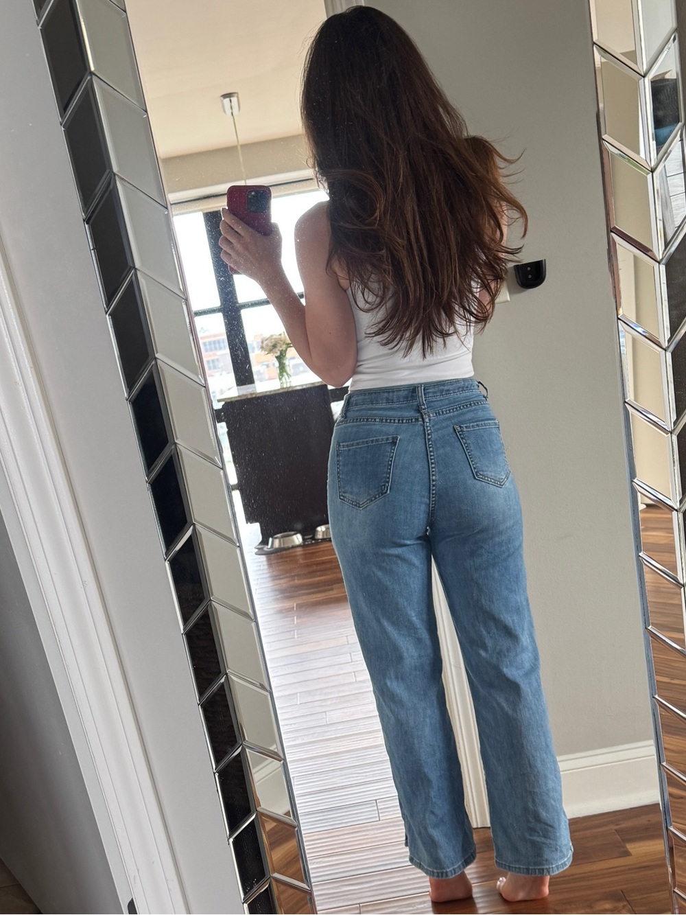Women's Light Blue High-Rise Straight Leg Jeans